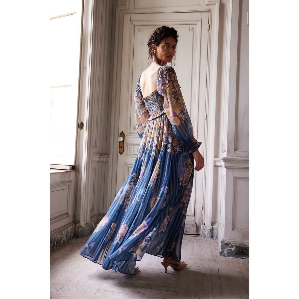 Free People Angel Eyes Maxi Dress Blue Floral Size Small - Picture 3 of 10